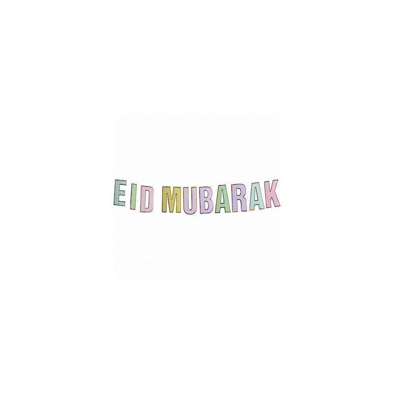 Guirlande Lettres Pastel Eid Mubarak : Décoration Fête Musulmane