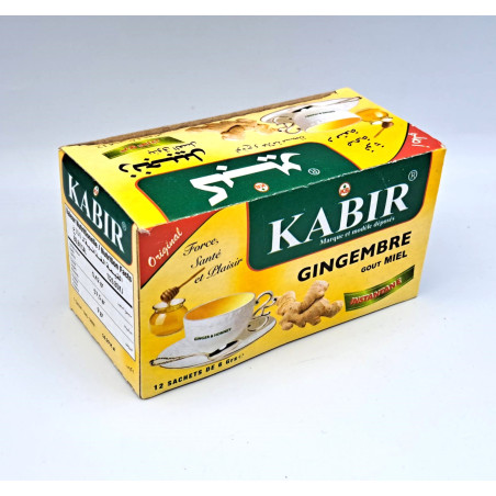 منقوع الزنجبيل والعسل الطبيعي من ماركة KABIR - علبة بها 12 كيس من أكياس التسريب الفوري