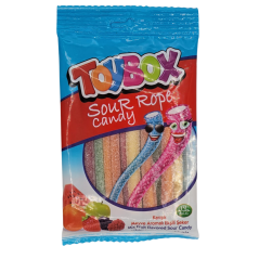 Bonbons Halal Bâtons acidulés aux fruits assortis -  ToyBox Sour Rope Candy