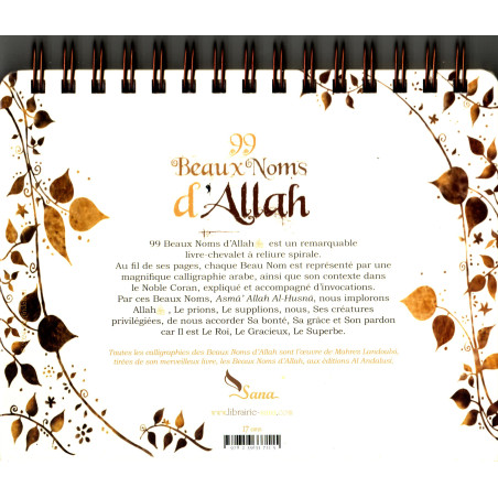 99 Beaux Noms d'Allah  - Livre chevalet Blanc cassé