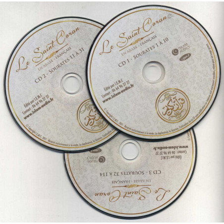 CD-Mp3: القرآن الكريم عربي - فرنسي، Box 3 CD، قراءة العفاسي