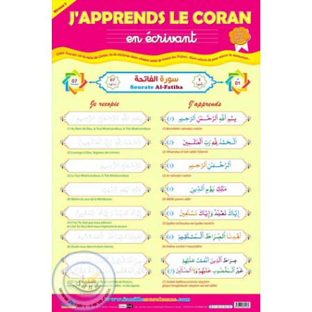 Double erasable POSTER I learn the Quran by writing (Al-Fatiha)