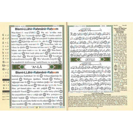 Chapitre 'Amma Anglais - tajwid et phonétique  - Index des mots du Coran - Hafs