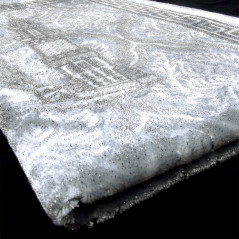 Opalescent velvet rug, Silver color, "Mosque" central motif