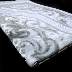 Opalescent velvet rug, Silver color, Central "arabesque" pattern