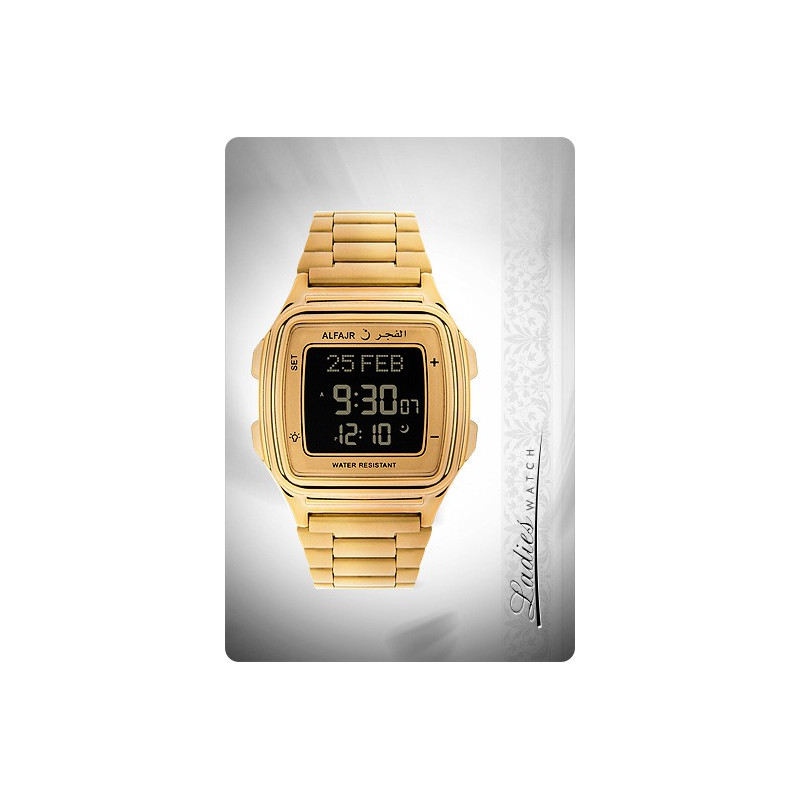 Al Fajr Watch for Women, Model WP-04G (Gold Stainless Steel Watch)