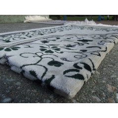Velvet Prayer Rug - Garden Patterns - Sand Background - FIR GREEN COLOR