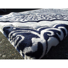 Thick & large prayer rug - WHITE background & BLUE pattern