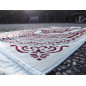 Thick & large size prayer rug - WHITE background & RED pattern