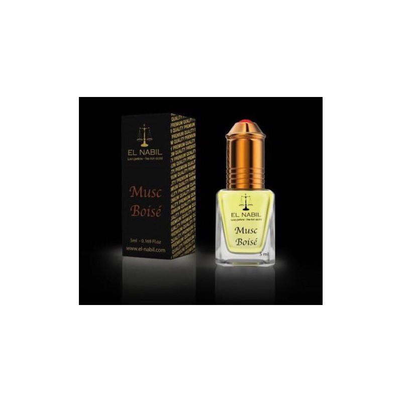 El Nabil Musc Boisé – Parfum concentré sans alcool pour homme- Flacon roll-on de 5 ml