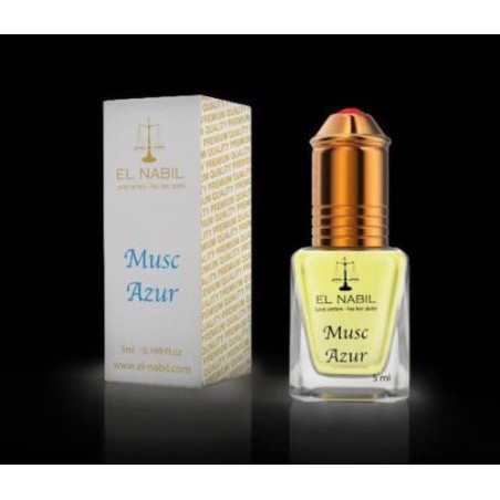 El Nabil Musc Azur– Parfum concentré sans alcool pour homme- Flacon roll-on de 5 ml