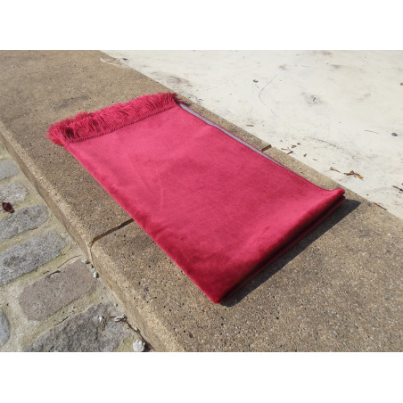 Solid Color Luxury Velvet Prayer Rug - PASTEL RED